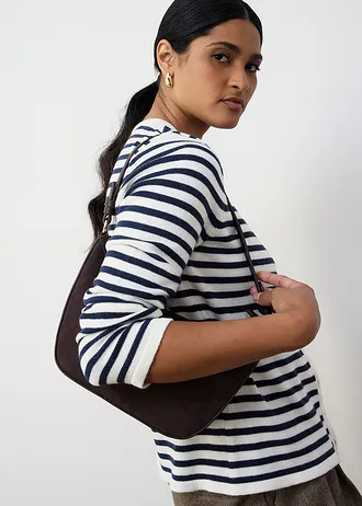 Vest met zijde • donkerblauw/wolwit gestreept • bonprix online shop