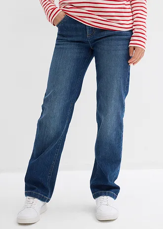 Džíny Straight, Mid Waist, barva: tmavě modrý denim