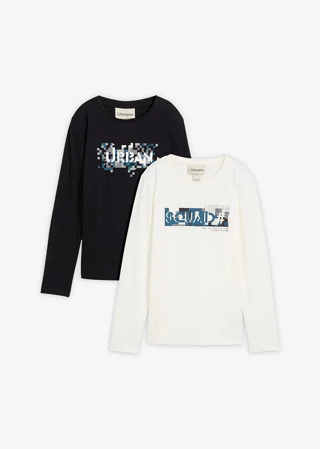 Bluză casual cu mâneci lungi din bumbac organic 100% (set/2 buc.)