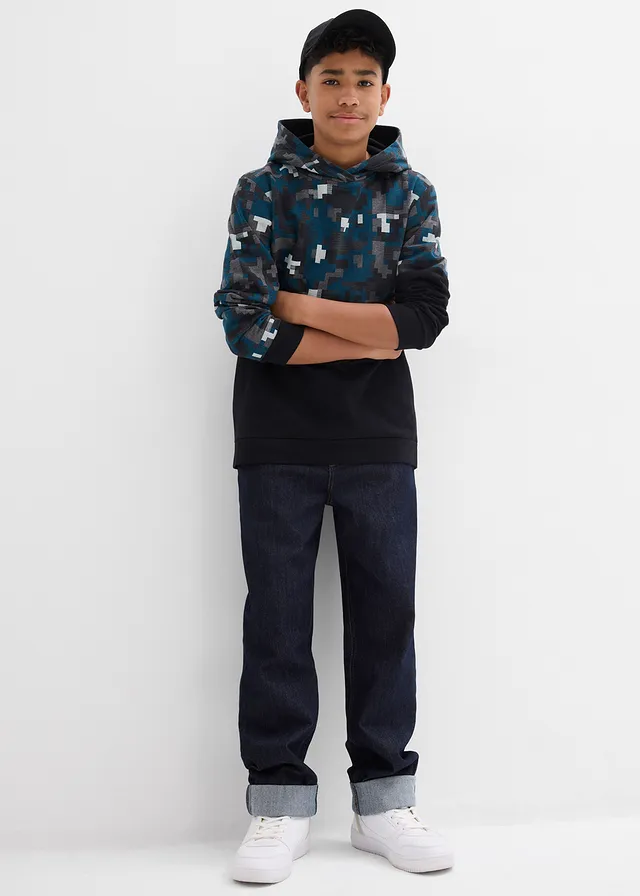 Hoodie met biologisch katoen • zwart-grijs gemêleerd grafisch • product-page.page-title-suffix