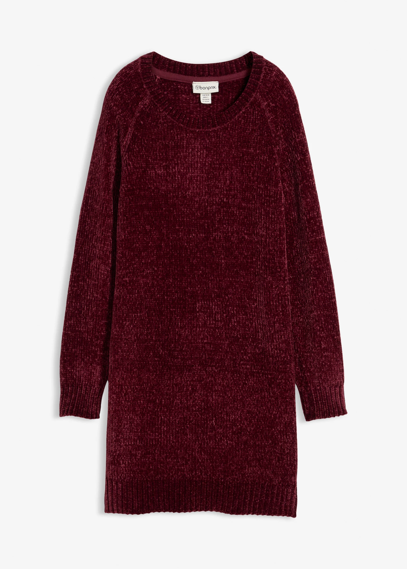 Oversized pletené šaty ze žinylky • tmavě bobulová • bonprix obchod