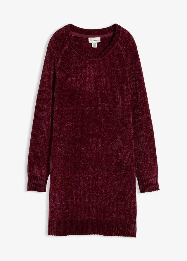 Oversized pletené šaty ze žinylky • tmavě bobulová • bonprix obchod