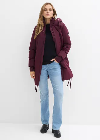 Lange gewatteerde jas, waterafstotend • wijnrood • bonprix online shop