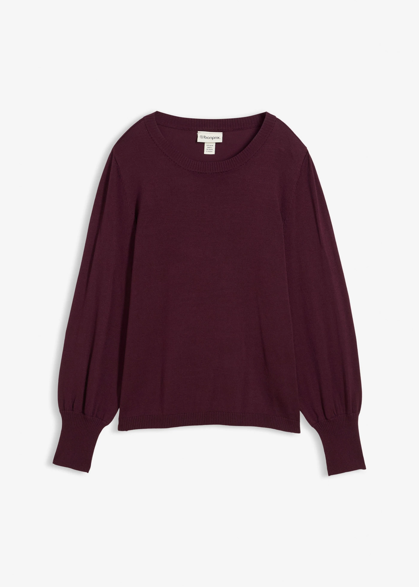Svetr s balónovými rukávy • vínová • bonprix obchod