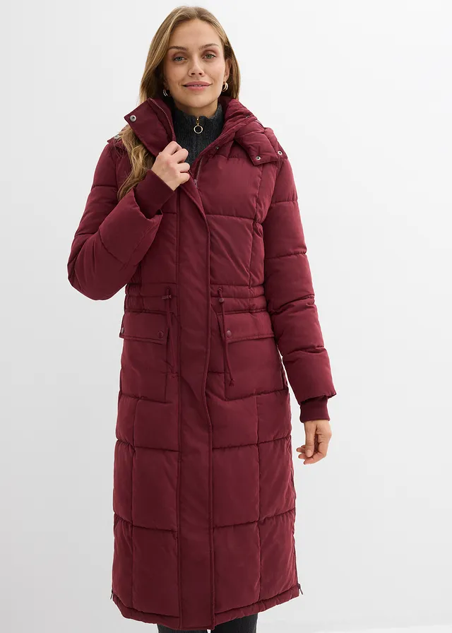 Winterjas met ritssluitingen opzij, Kleur: donkerbessen
