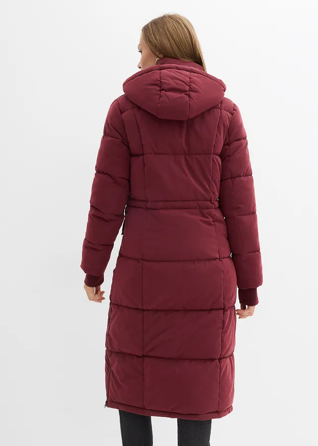 Winterjas met ritssluitingen opzij, Kleur: donkerbessen