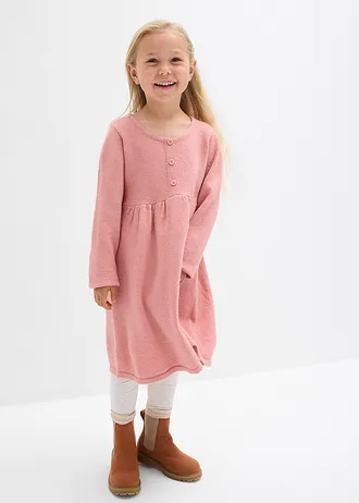 Gebreide jurk met decoratieve knoopsluiting • rookroze-wolwit gemêleerd • bonprix online shop