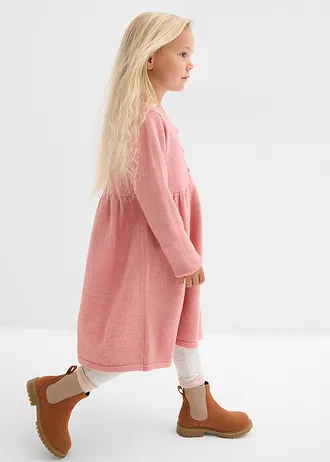 Gebreide jurk met decoratieve knoopsluiting • rookroze-wolwit gemêleerd • bonprix online shop