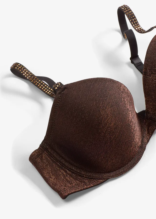 Soutien-gorge à coques en matière brillante • noir/cuivré • product-page.page-title-suffix