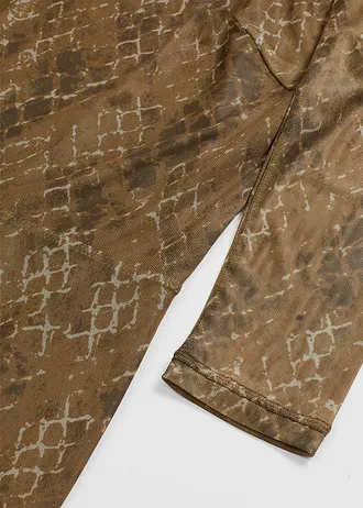 Midi jurk van fijn mesh • olijfgroen-mistelgroen grafisch • bonprix online shop