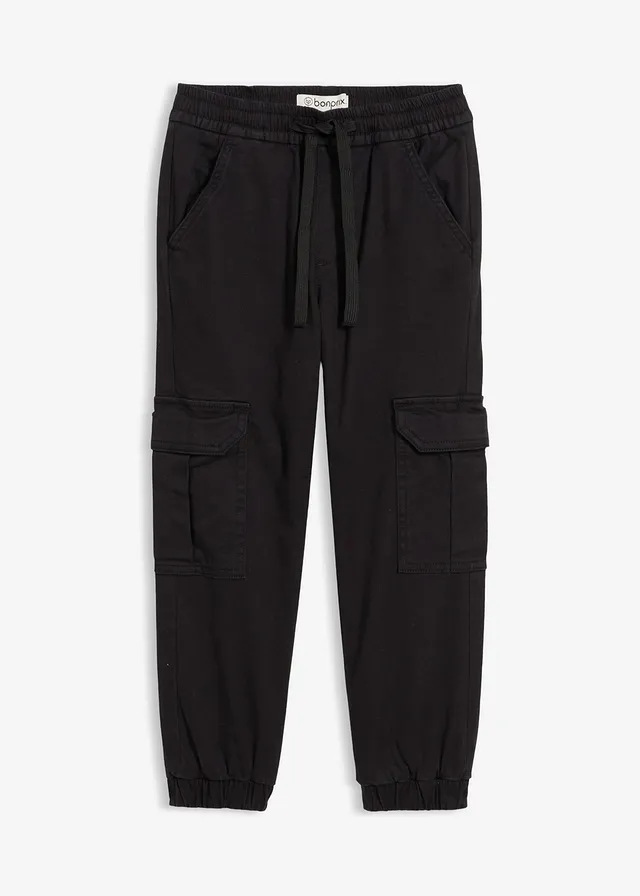 Thermo Regular Fit cargo broek met jersey voering, Kleur: zwart