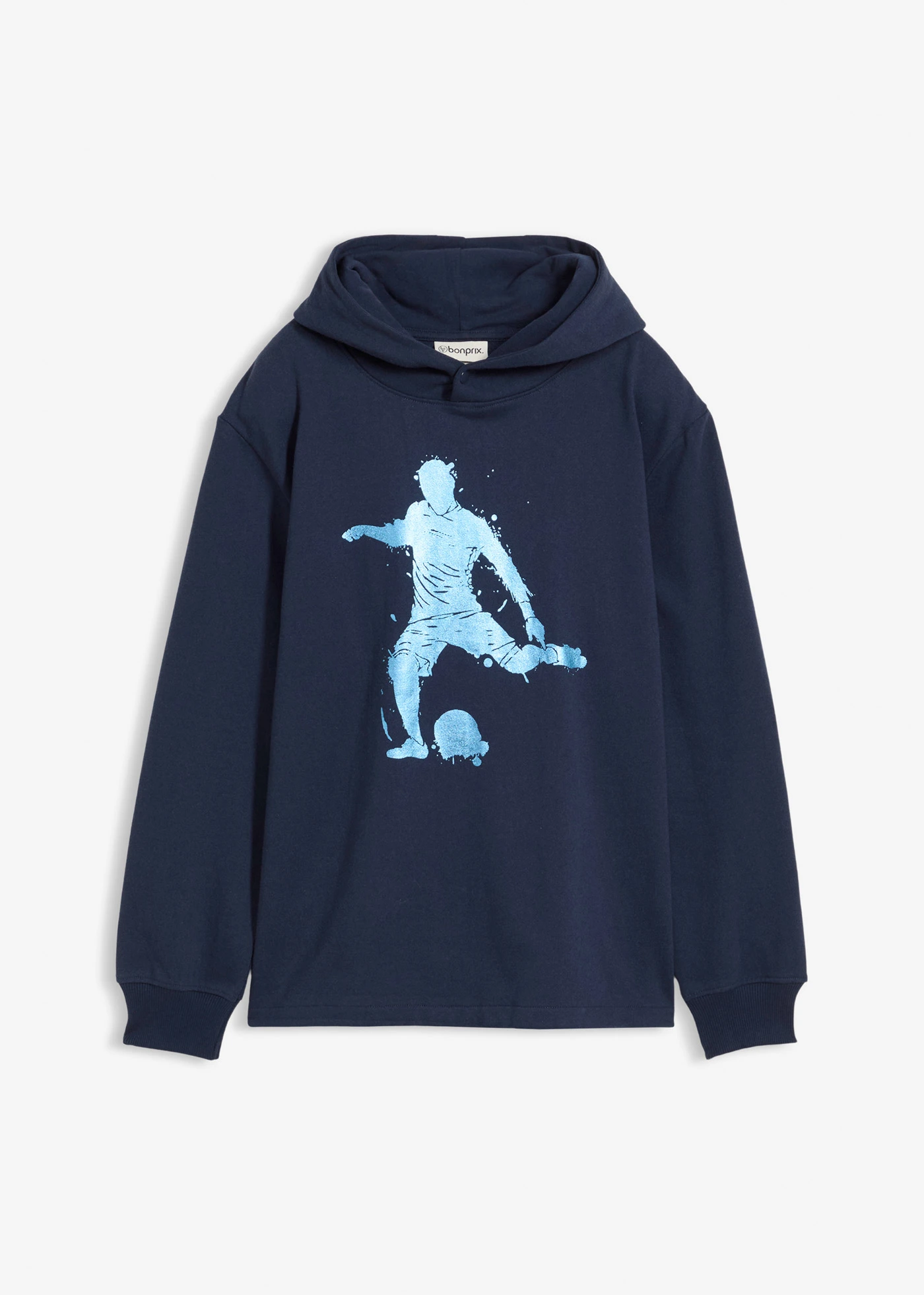 Hoodie van een zachte katoenmix • donkerblauw met print • bonprix online shop