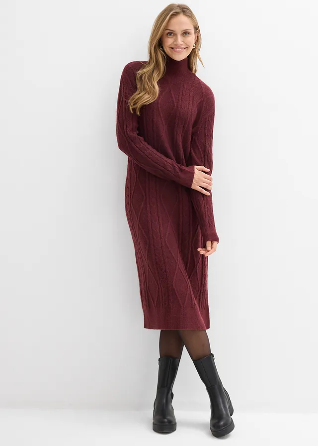 Robe en maille à motif torsadé • bordeaux • product-page.page-title-suffix