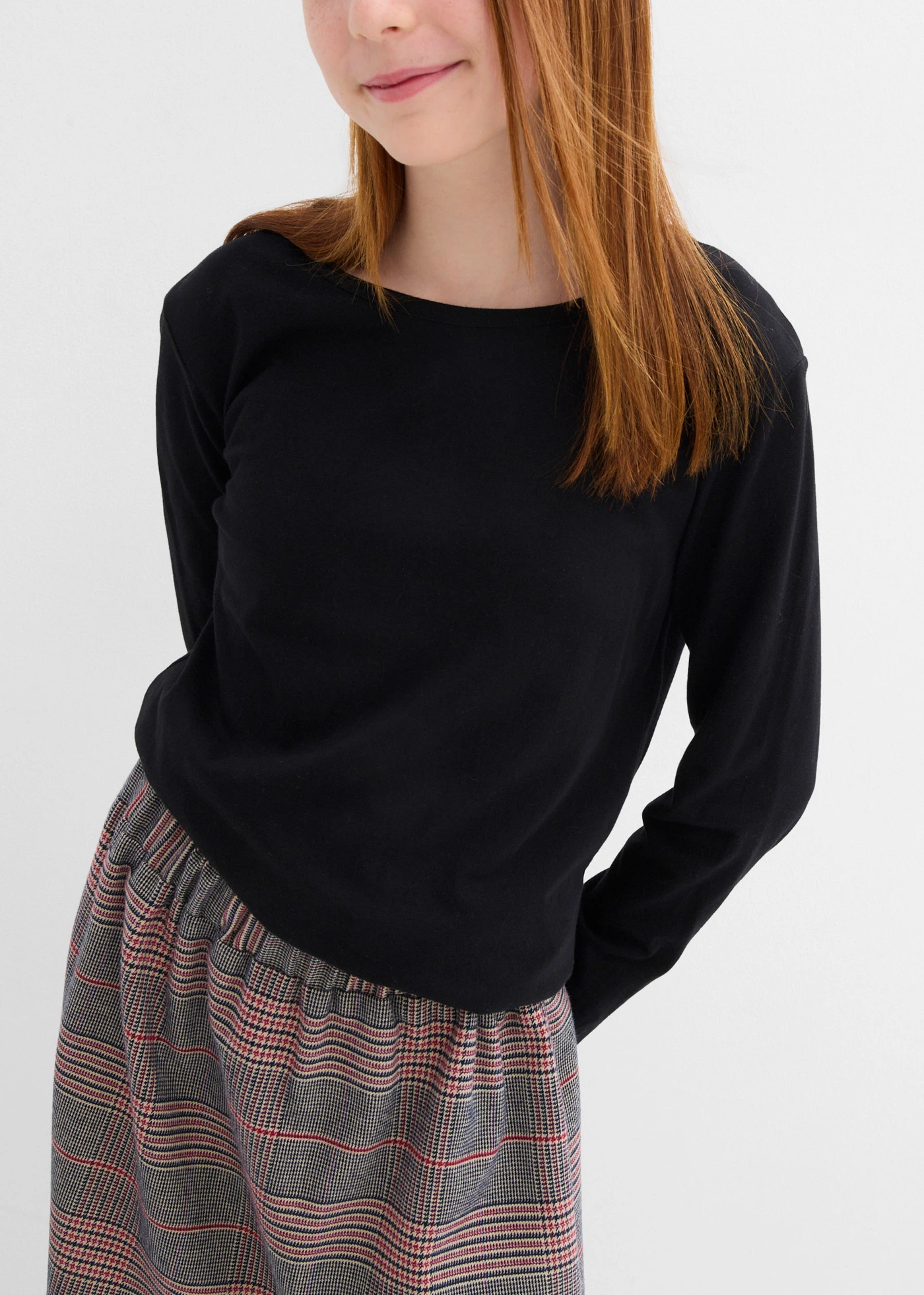 Jersey rok met een comfortband • beige geruit • bonprix online shop