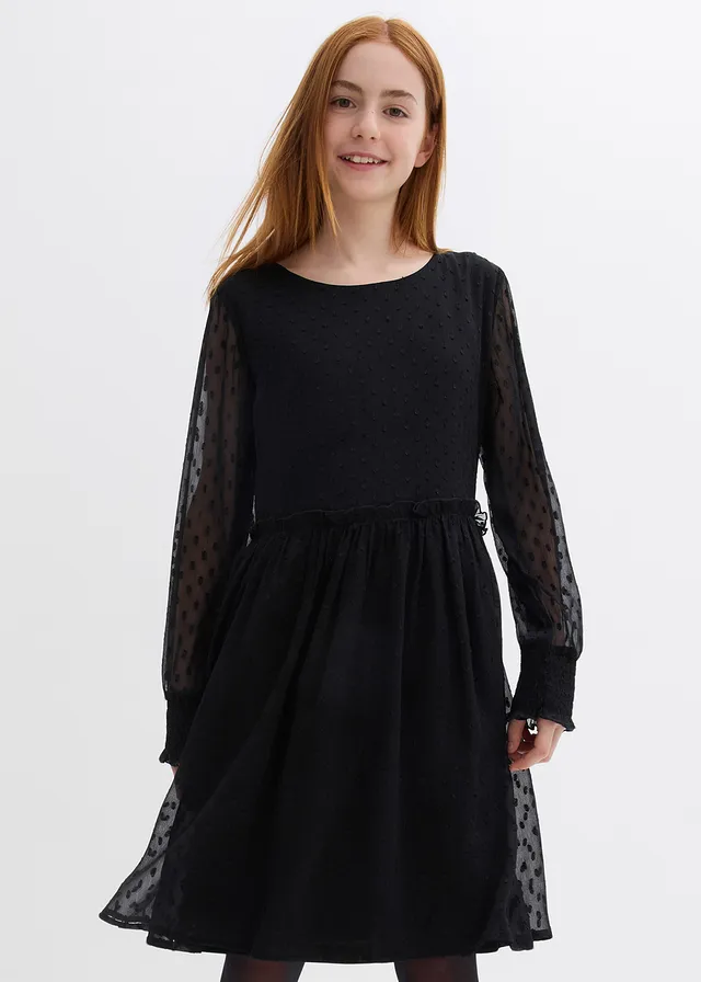 Feestelijke meisjes jurk van chiffon, Kleur: zwart