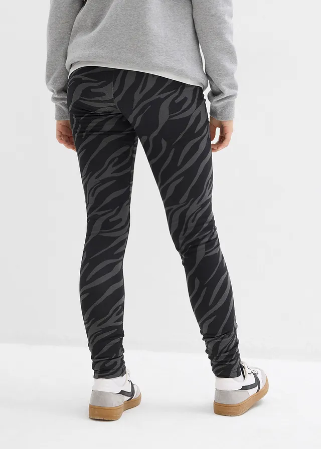 Thermo legging, Kleur: zebraprint leisteengrijs-donkergrijs