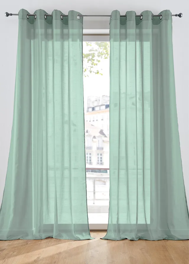 Gordijn van fijne batiststructuur (1 stuk) • lichtgrijs • bonprix online shop