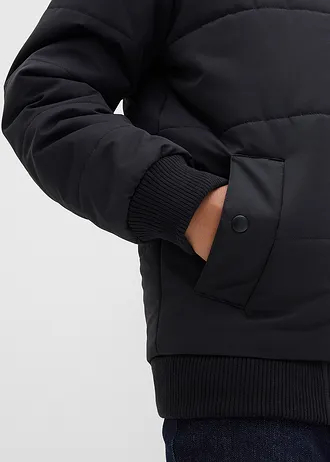 Gewatteerde jas in bomberstijl met capuchon • zwart • bonprix online shop