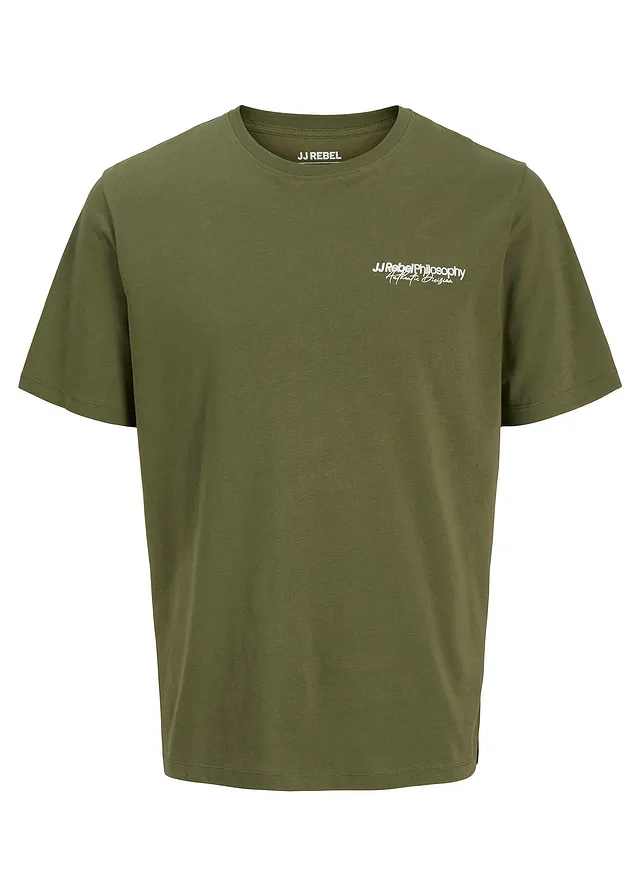 JJ REBEL T-shirt van puur katoen, loose fit • donkergroen met print • bonprix online shop