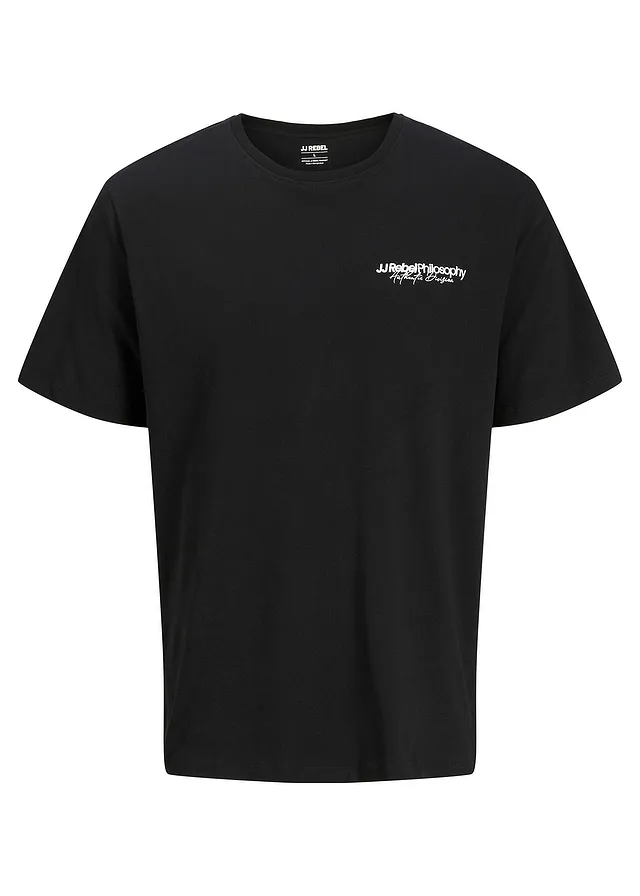 T-shirt JJ REBEL loose, 100% coton • noir imprimé • Boutique bonprix
