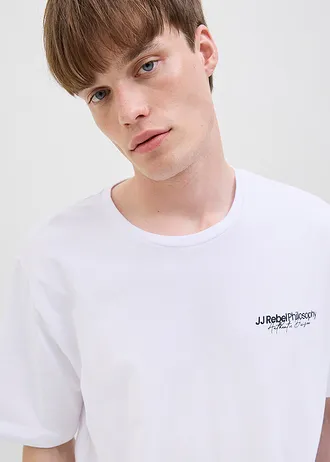 T-shirt JJ REBEL z czystej bawełny, loose fit • biały z nadrukiem • sklep bonprix