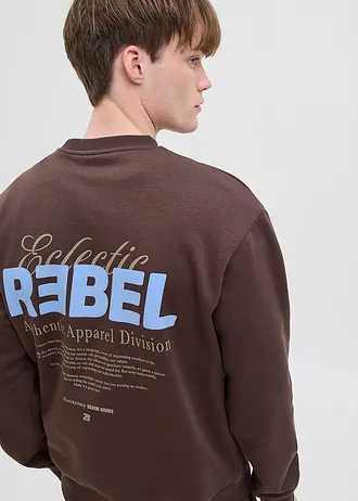 Mikina JJ REBEL s potiskem na zádech • hnědá s potiskem • bonprix obchod