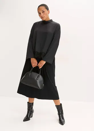 Halenka ze splývavého saténu, barva: černá