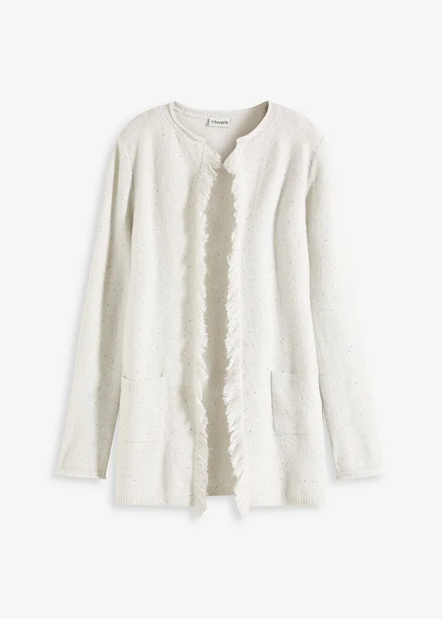 Pletený kabát, krátky, s flitrami a lesklým vláknom