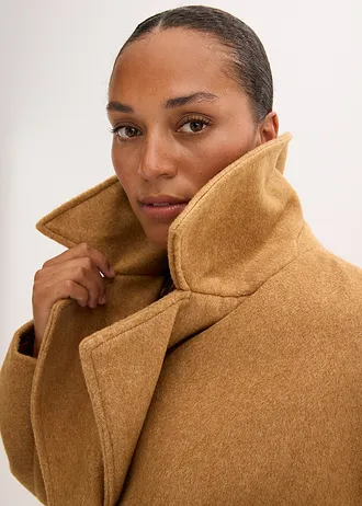 Bunda na přechodné období ve vlněném vzhledu, barva: oříšková