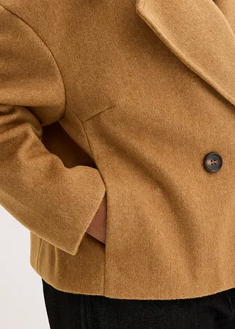 Bunda na přechodné období ve vlněném vzhledu, barva: oříšková