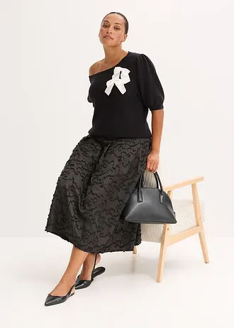 Pull avec application de nœuds • noir plus size • Boutique bonprix