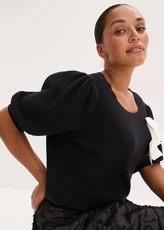 Pull avec application de nœuds • noir plus size • Boutique bonprix