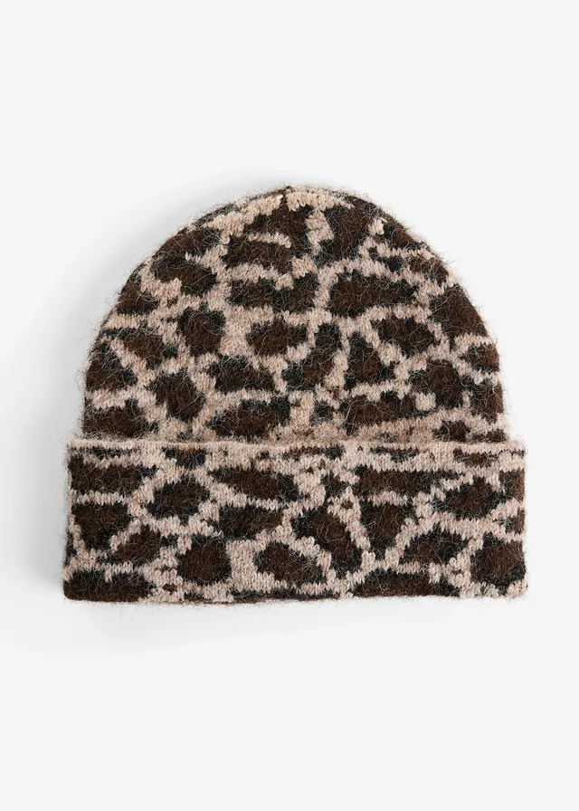 Bonnet, Couleur: beige/marron léopard