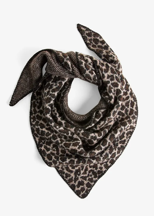 Driehoekig sjaaltje, Kleur: beige-bruin luipaardprint