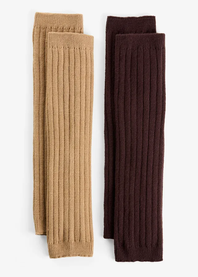 Návleky na nohy (2 páry v balení) • světlá khaki + tmavě hnědá • bonprix obchod