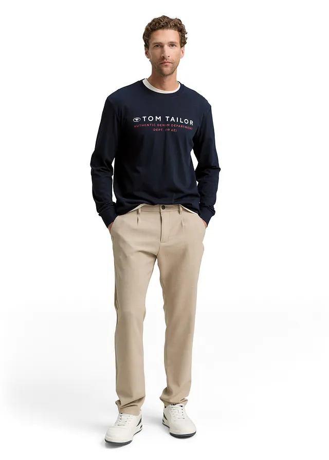 T-shirt manches longues Tom Tailor, Couleur: bleu foncé imprimé