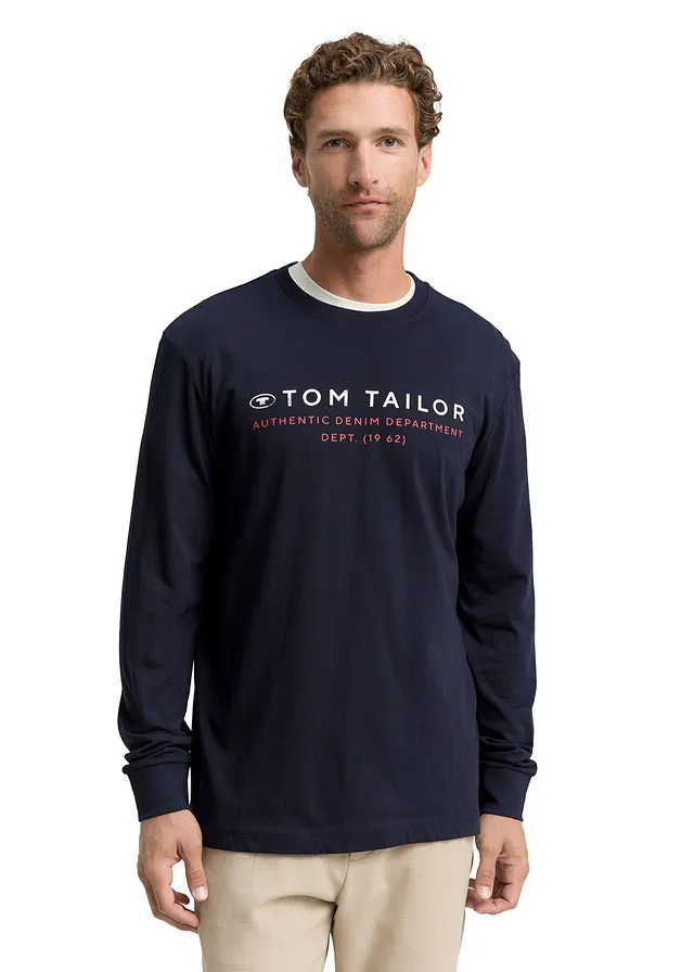 T-shirt manches longues Tom Tailor • bleu foncé imprimé • product-page.page-title-suffix