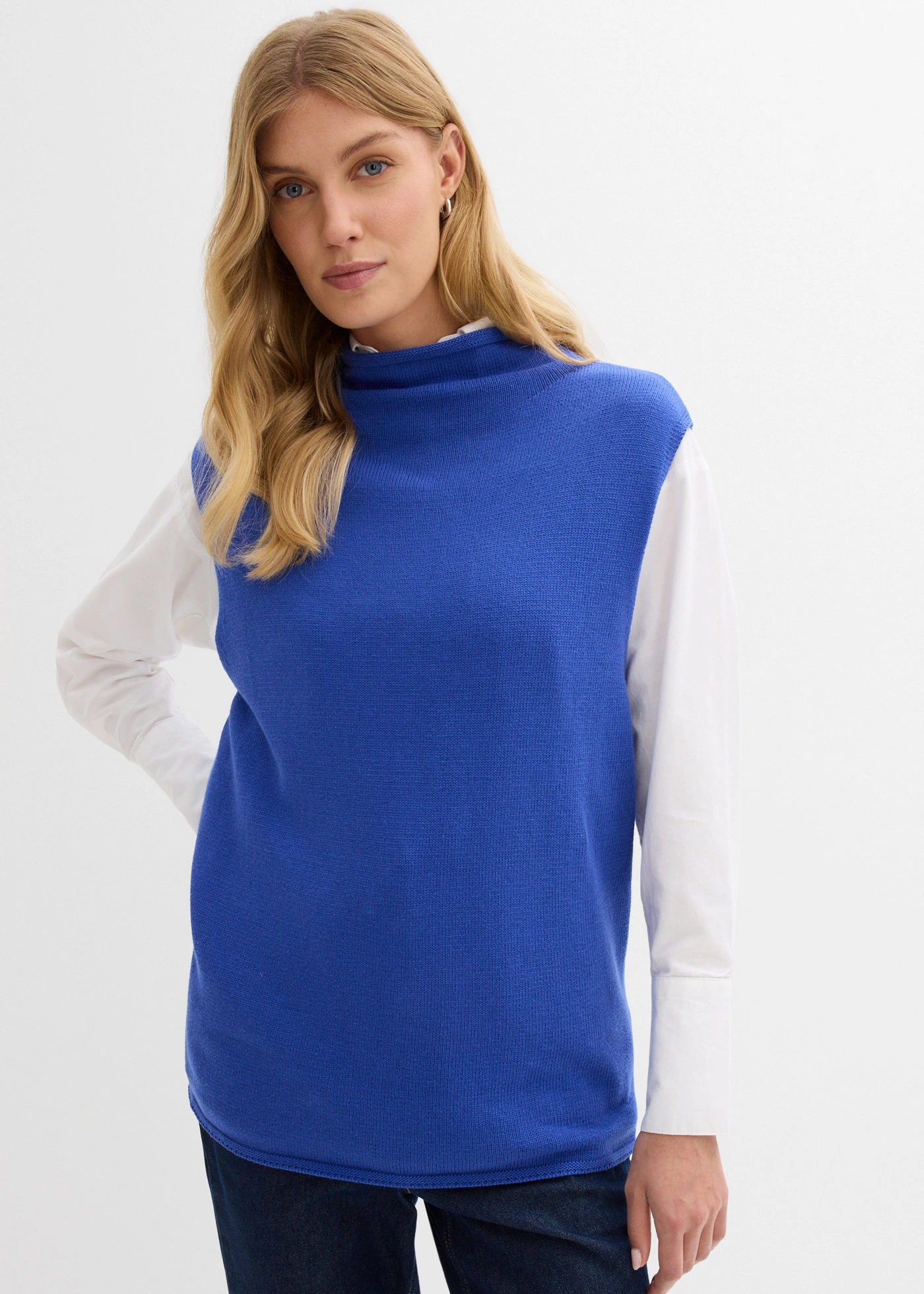 Pull sans manches 100% coton • bleu brillant • Boutique bonprix