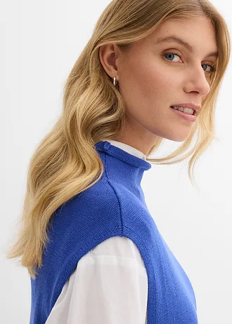 Pull sans manches 100% coton • bleu brillant • Boutique bonprix