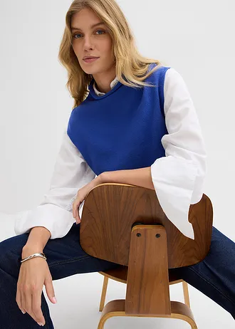 Pull sans manches 100% coton • bleu brillant • Boutique bonprix