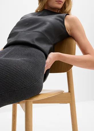 Jupe en maille 100% coton • anthracite chiné • Boutique bonprix