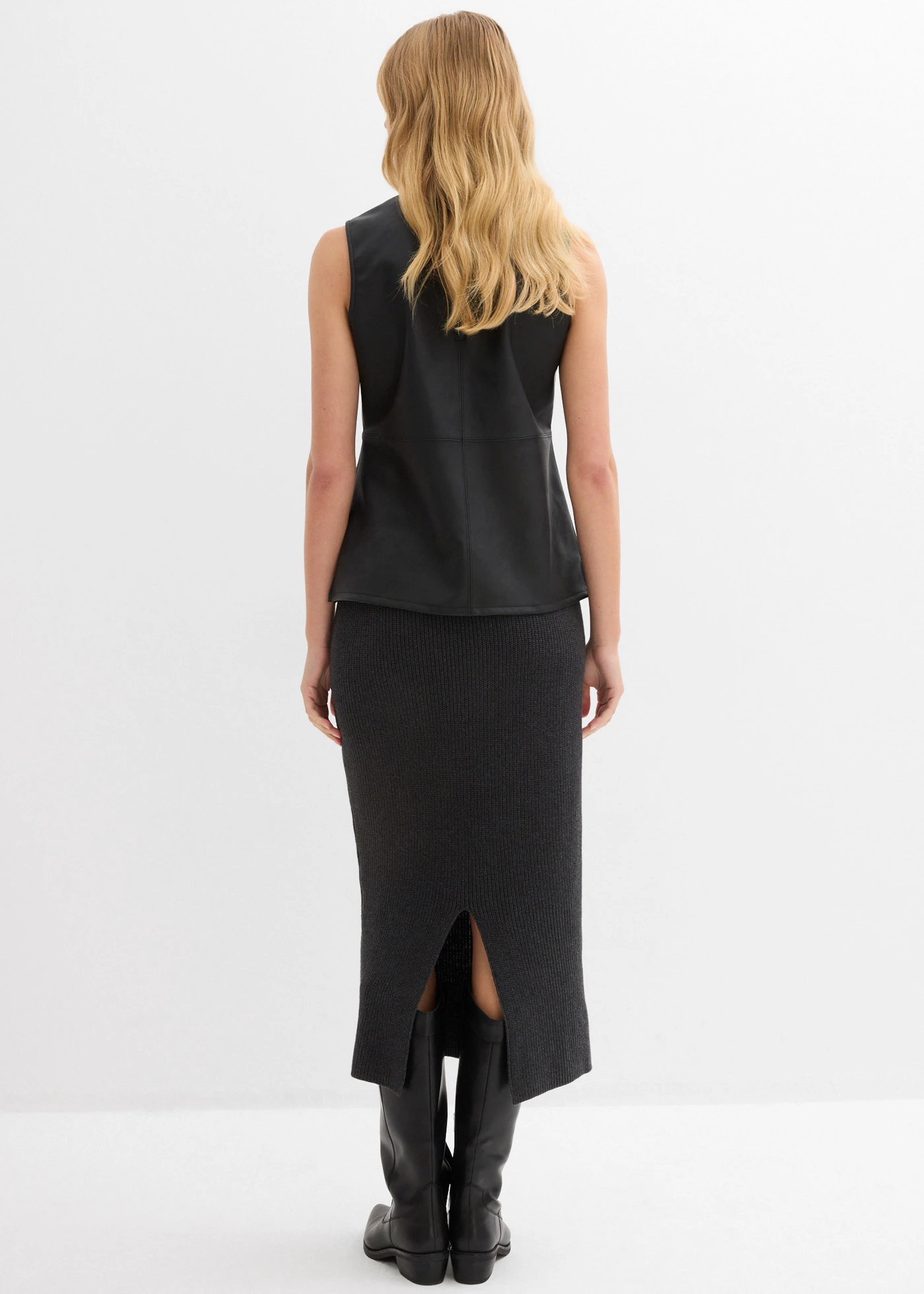 Jupe en maille 100% coton • anthracite chiné • Boutique bonprix