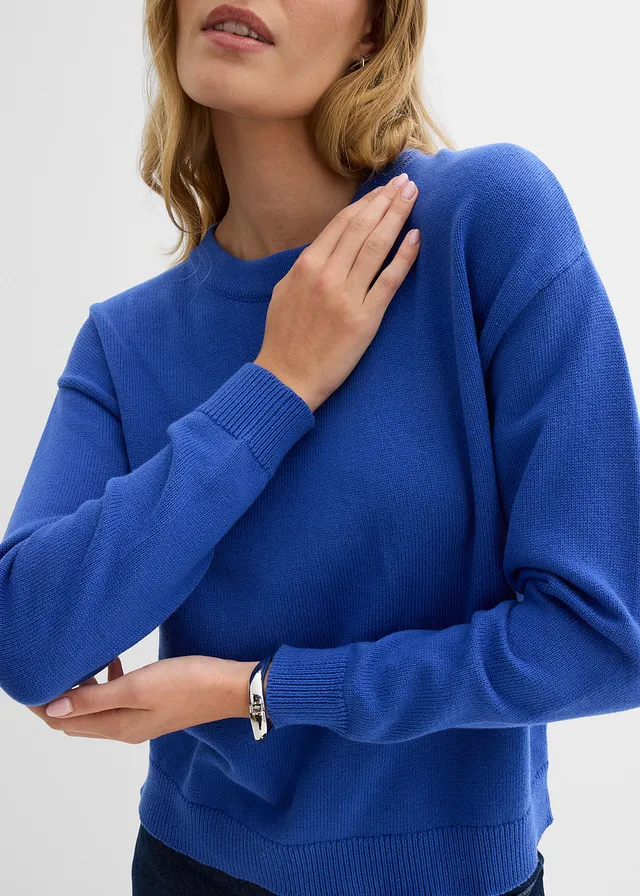 Oversized trui van puur katoen • edelsteenblauw • product-page.page-title-suffix