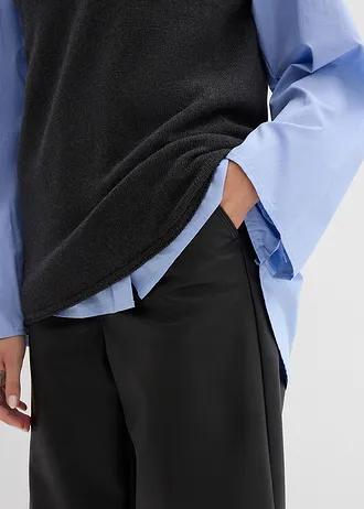 Svetr bez rukávů z čisté bavlny • antracitový melír • bonprix obchod