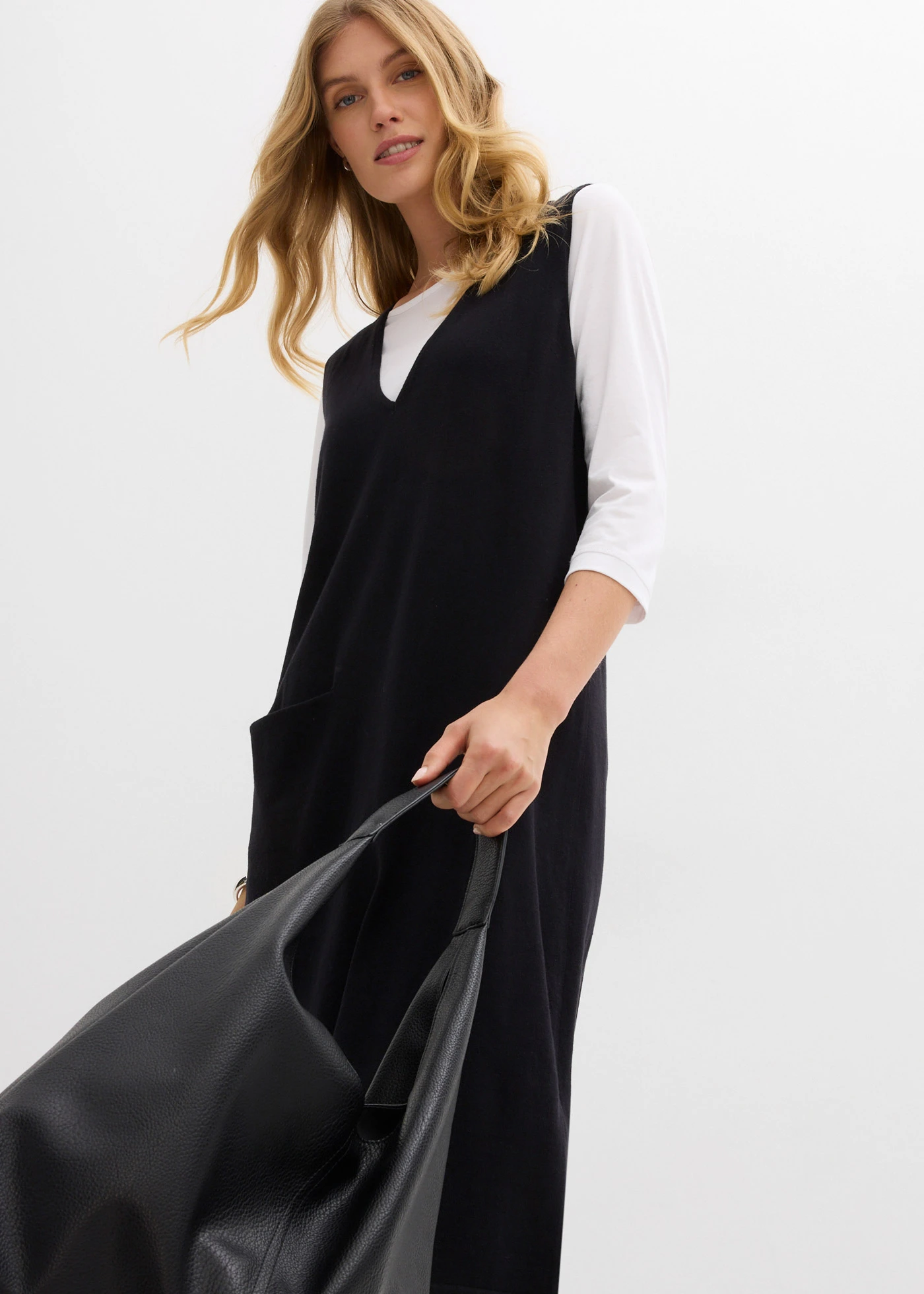 Pletené šaty z čisté bavlny • černá • bonprix obchod