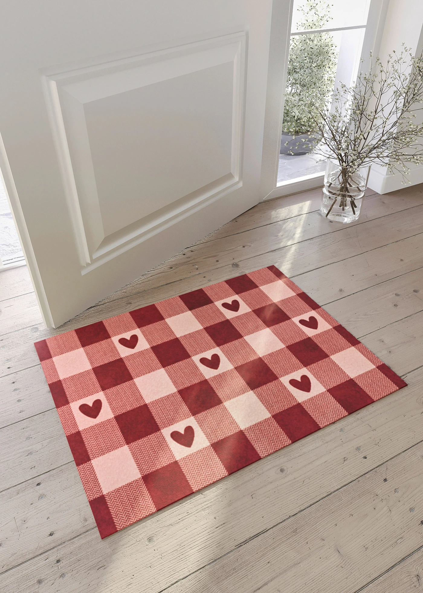 Rohožka se srdíčky • červená s potiskem • bonprix obchod