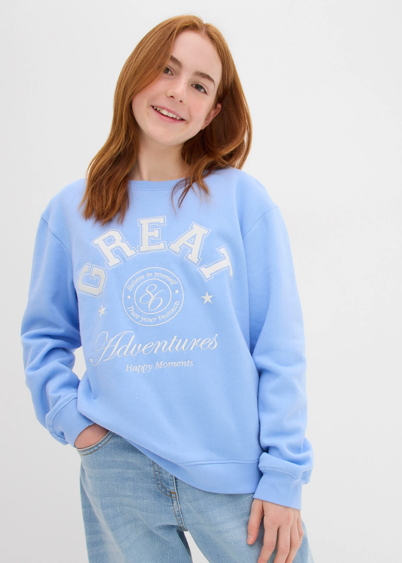 Sweater van puur biologisch katoen • parelblauw • bonprix online shop