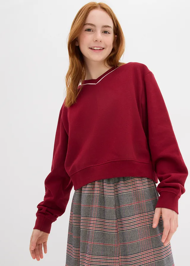 Sweater van biologisch katoen, Kleur: pruimrood