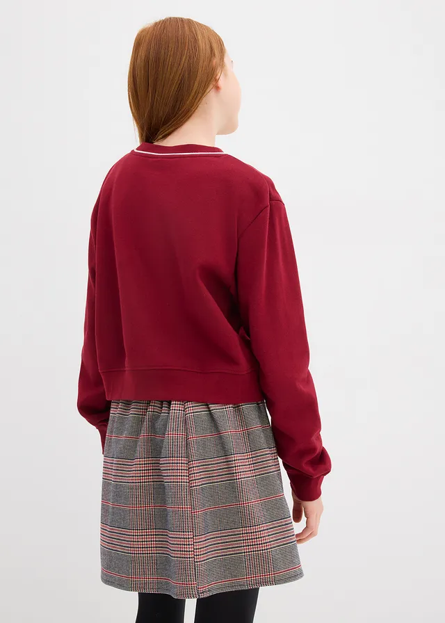 Sweater van biologisch katoen, Kleur: pruimrood