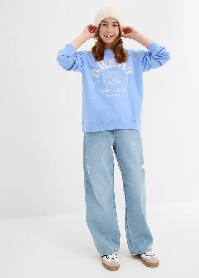 Sweater van biologisch katoen • parelblauw • product-page.page-title-suffix